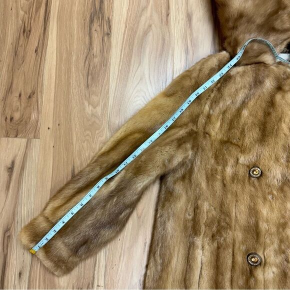 Vintage Natural Autumn Haze Oversized Collar Letout Mink Genuine Fur Coat - Picture 17 of 17